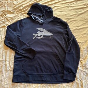 Patagonia Dark Blue Hoodie with Fish Graphic